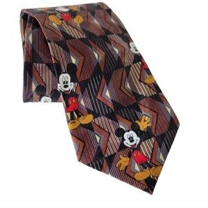 Disney Mickey unlimited Necktie Mickey Mouse Geometric men's tie brown red